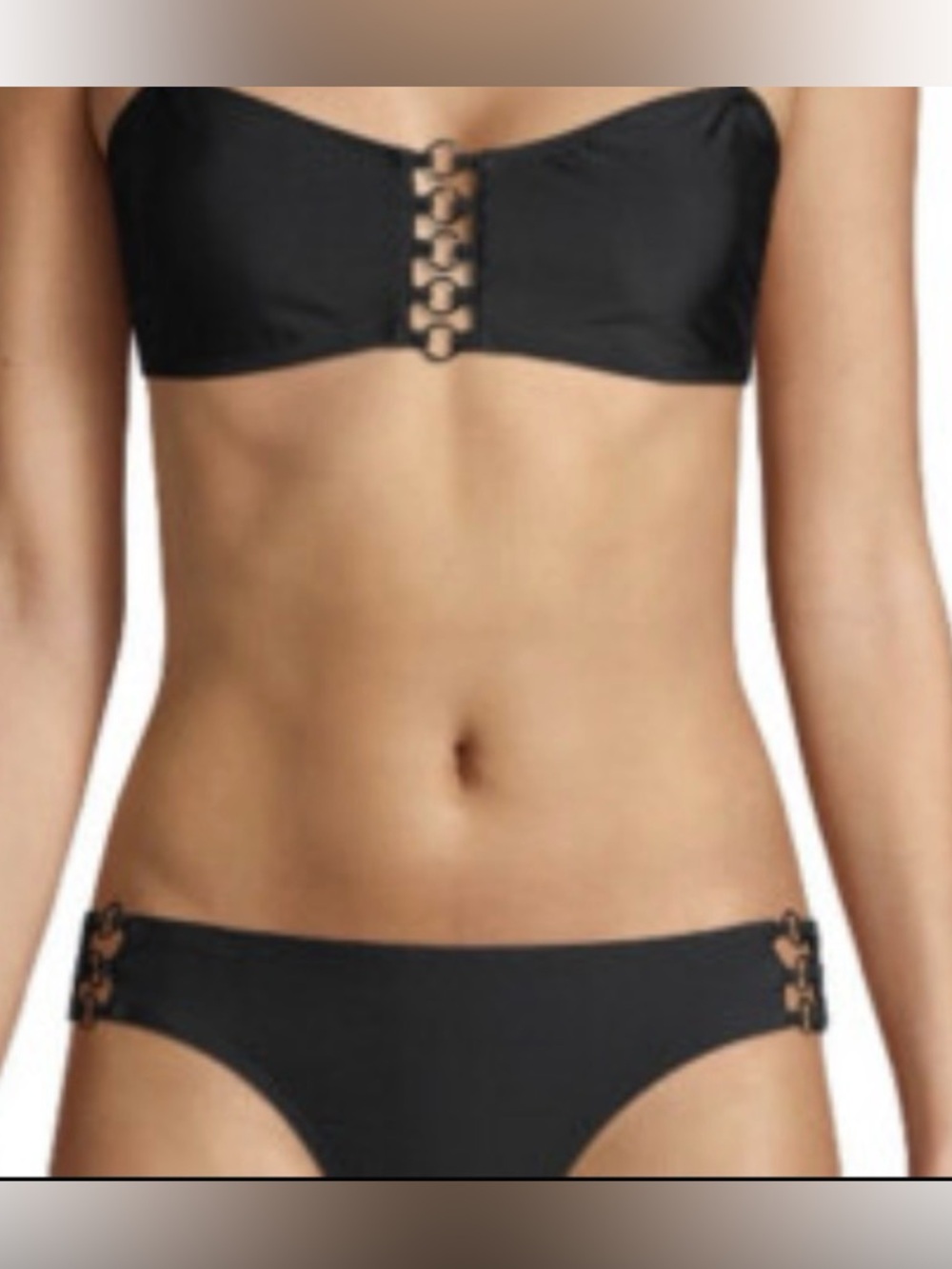 No Boundaries Black Bandeau Bikini with Strap Ring Accents